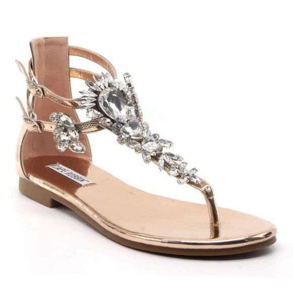 💎 Rose Gold Patent Leather Jeweled Sandals - Picture 2 of 4